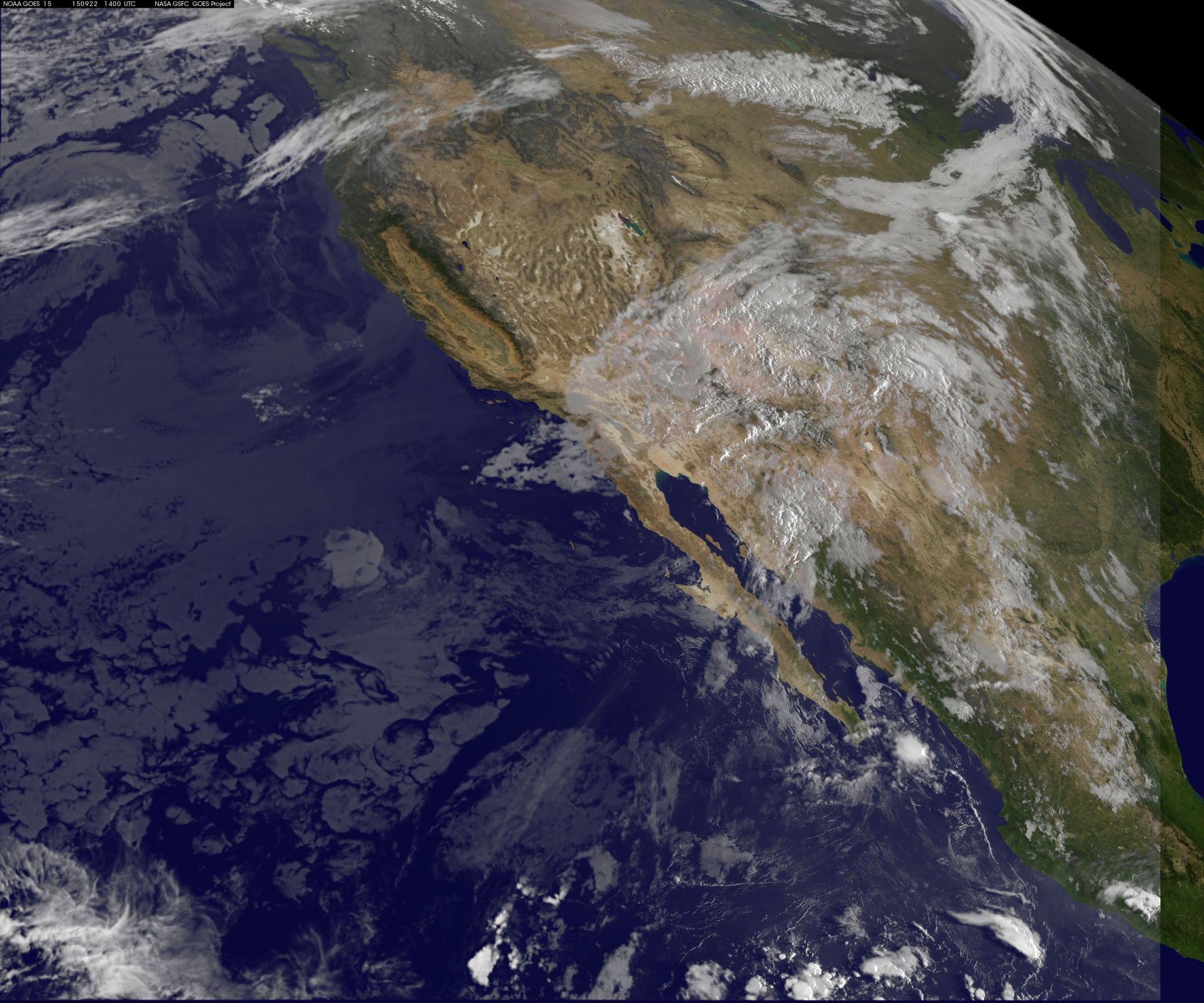 Satellite imagery of remnants of Tropical Depression 16E over Arizona and New Mexico
