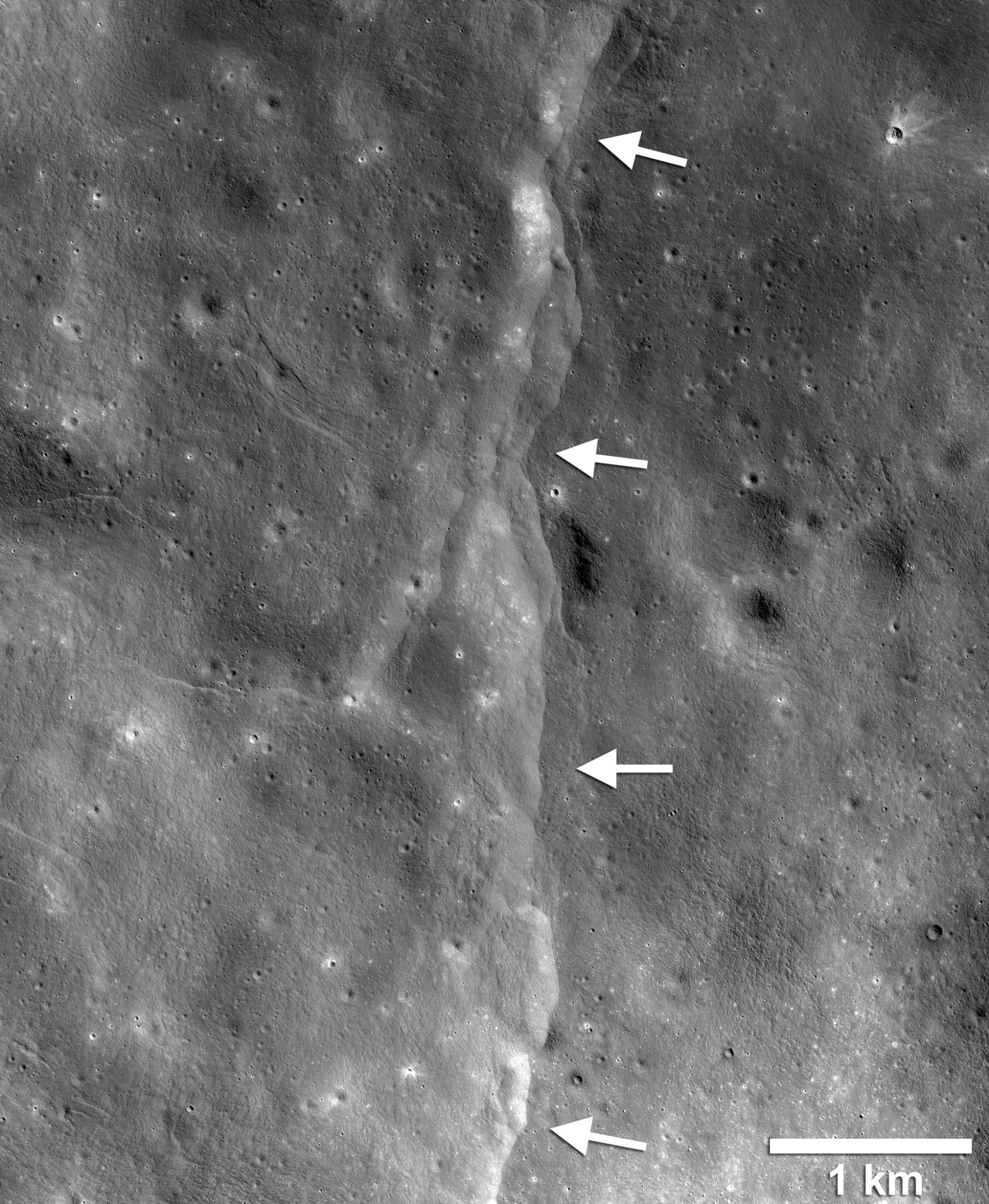 lunar topography with arrows