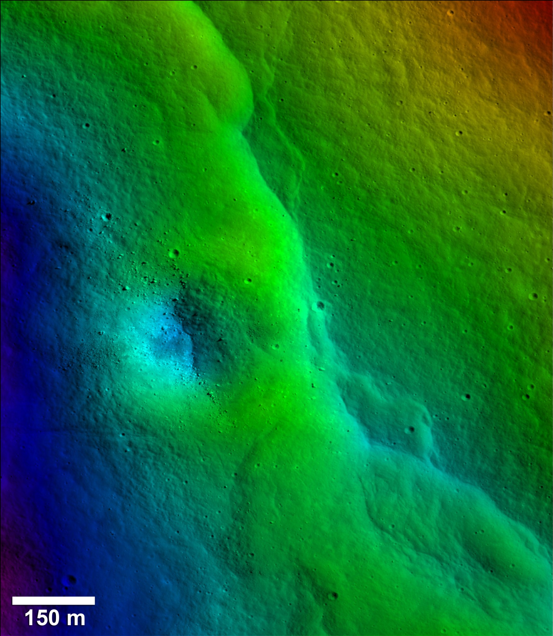 lunar topography in false color