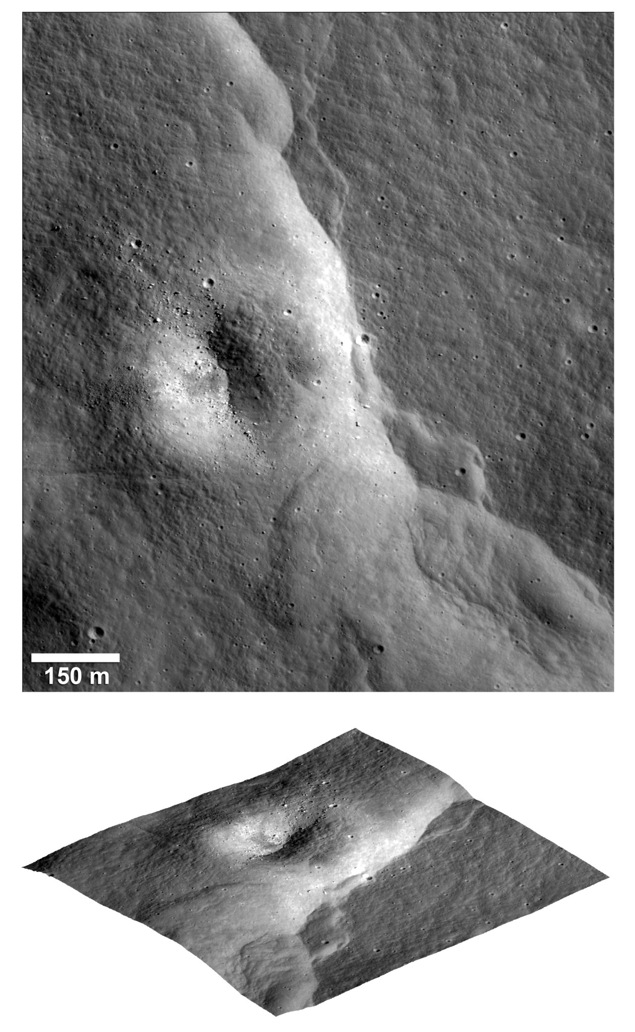 lunar topography from above and an angle