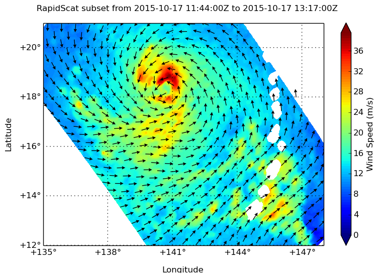 RapidScat image of Champi's wind