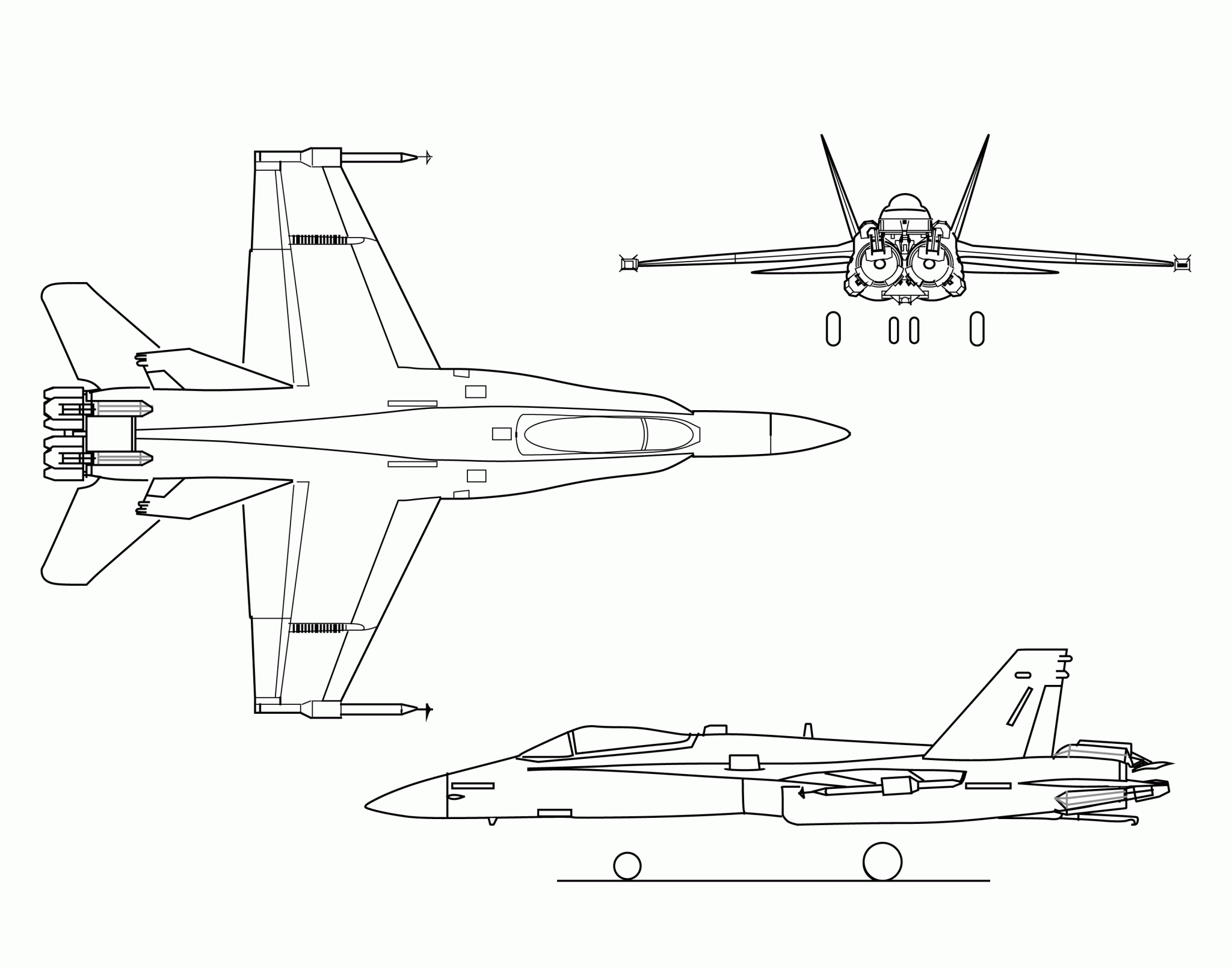 F-18 HARV 3-view graphic