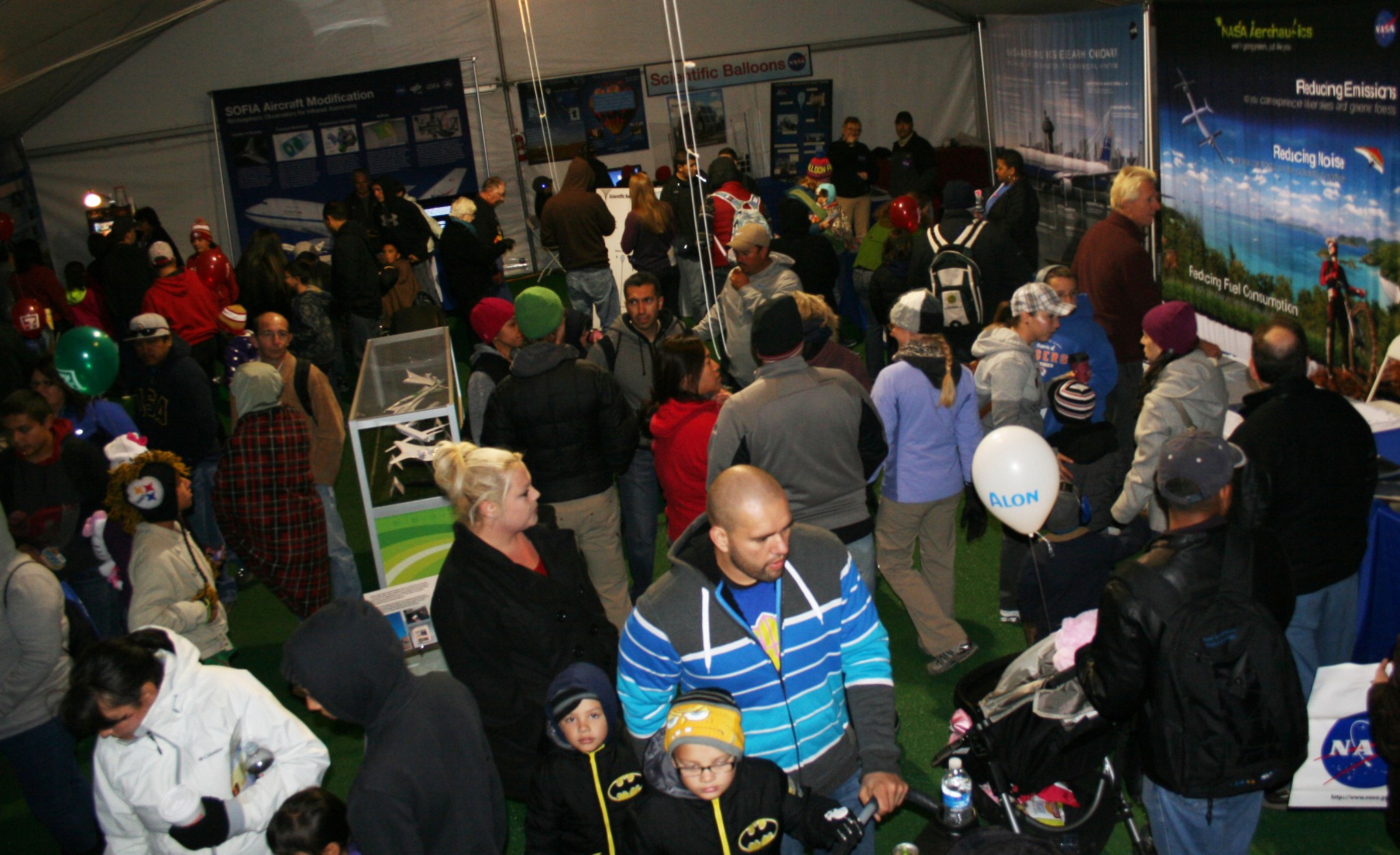 The NASA exhibit attracts a number of visitors.