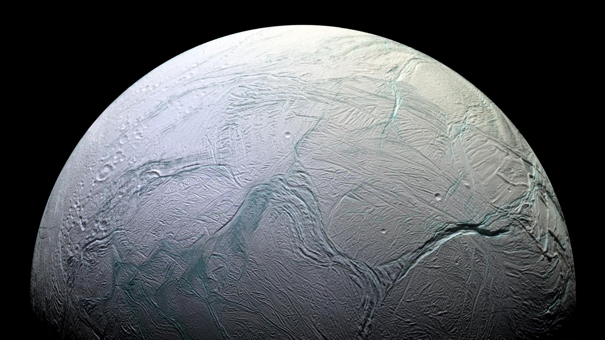 Enceladus' active south polar region in October 2008