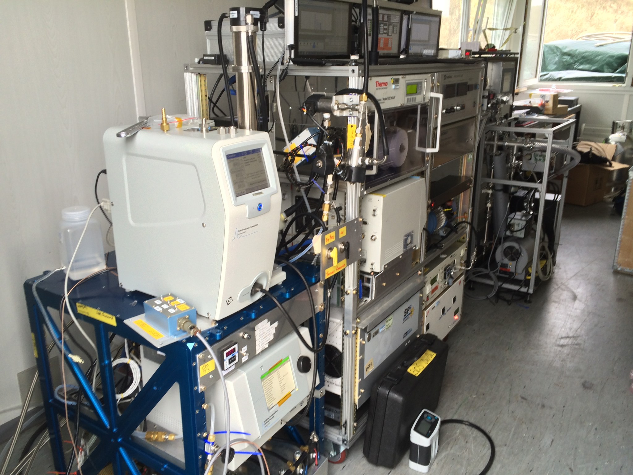 Instruments installed inside an equipment shelter.