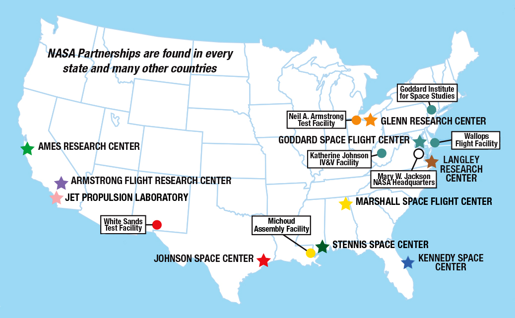 NASA Partnership locations map