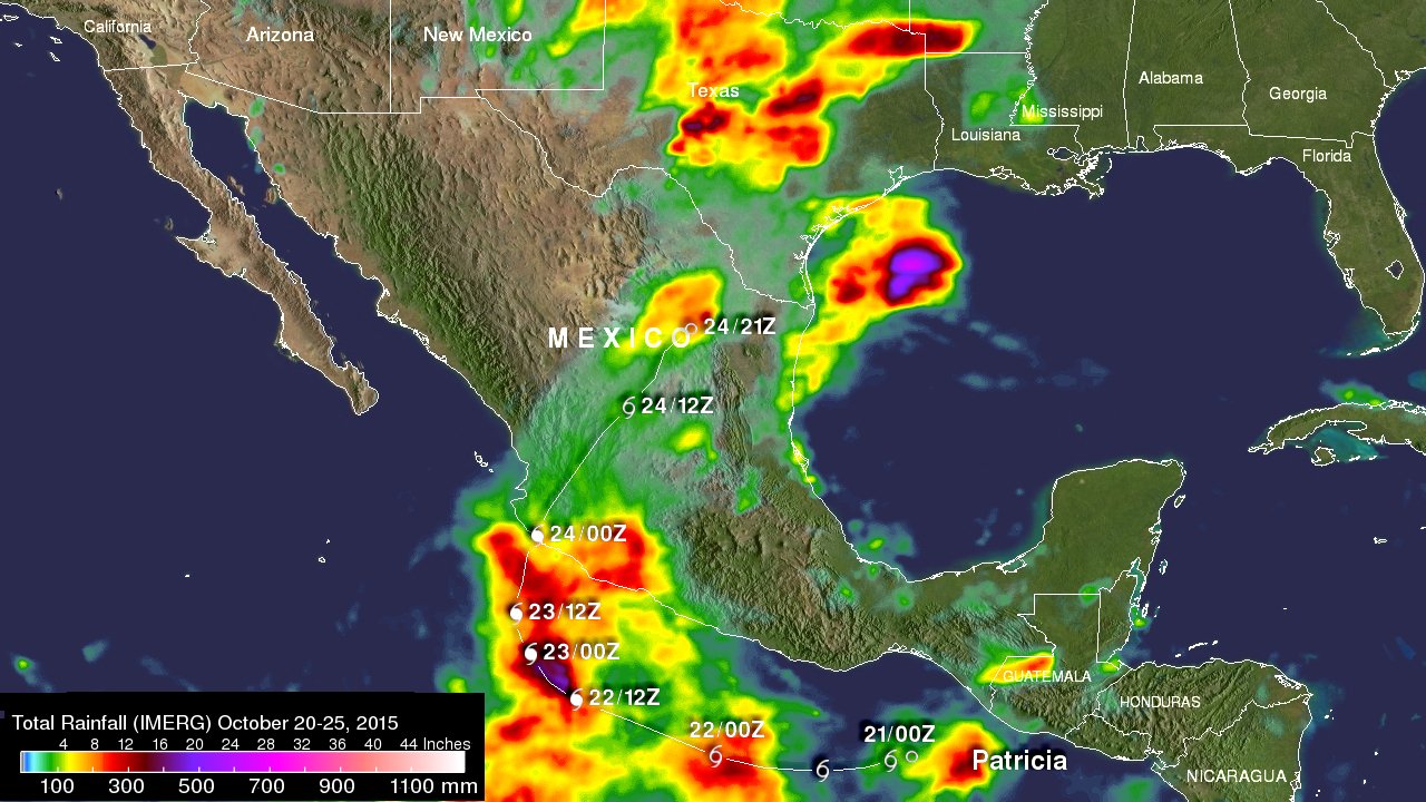 GPM data of Patricia over Texas