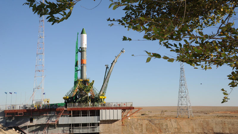 Progress 61 Rocket at Launch Pad