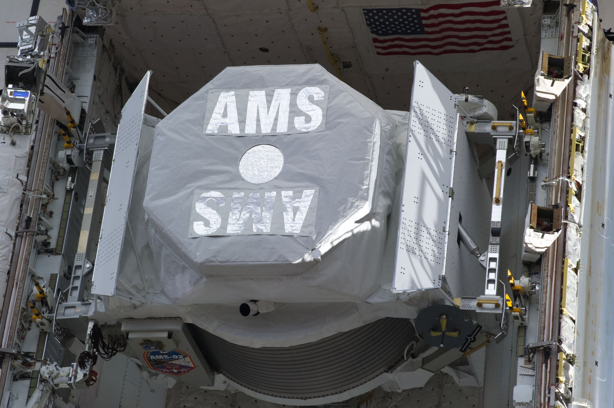The Alpha Magnetic Spectrometer-2 (AMS) in the space shuttle Endeavour's payload bay