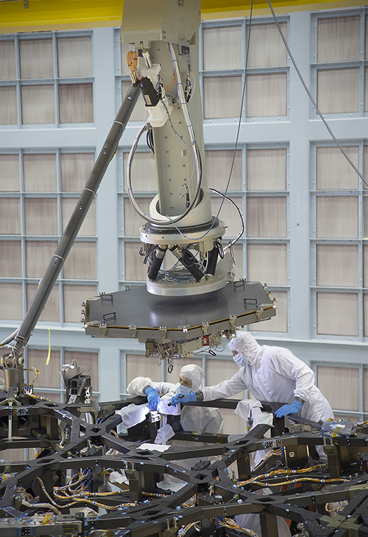 James Webb Space Telescope mirror being installed
