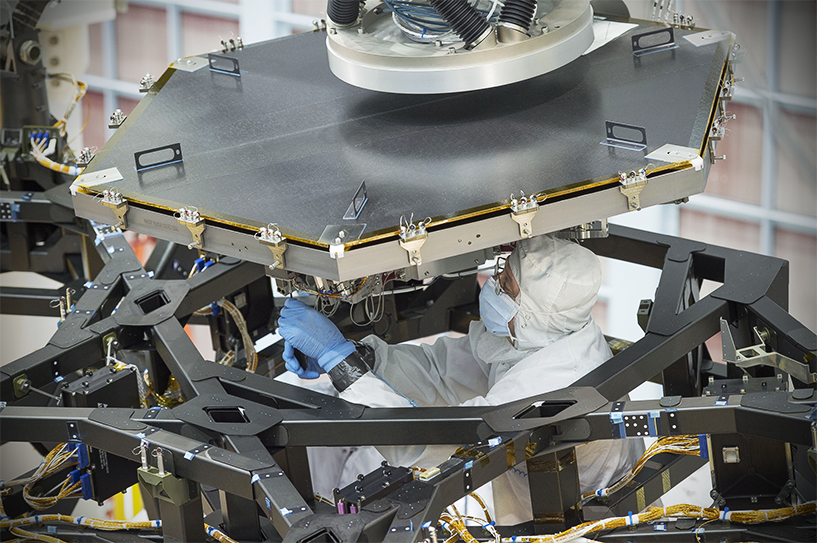 James Webb Space Telescope mirror being installed