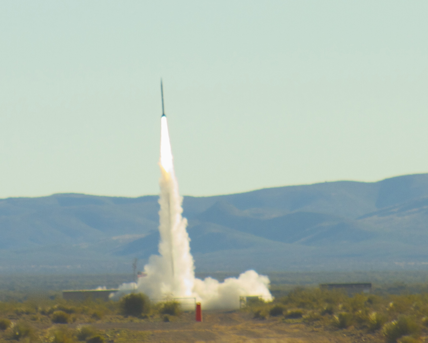 An UP Aerospace rocket launched experiments to flight test for NASA's Flight Opportunities Program from Spaceport America in NM.