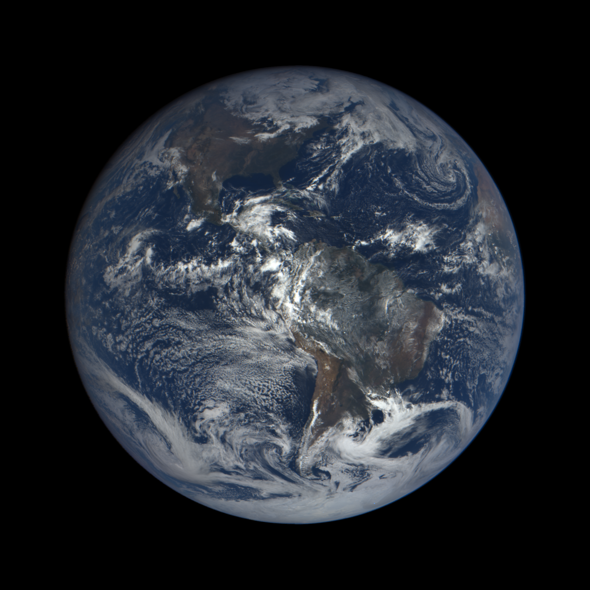 Americas, as captured by NASA's Earth Polychromatic Imaging Camera (EPIC) on the NASA/NOAA Deep Space Climate Observatory