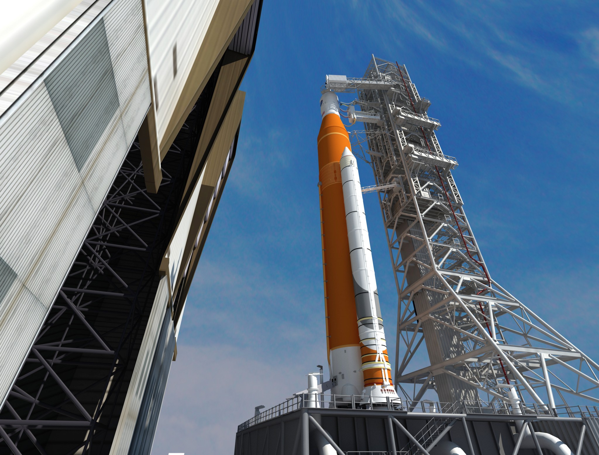 Space Launch System Rolls Out of the Vehicle Assembly Building