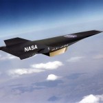 Black jet flies above Earth
