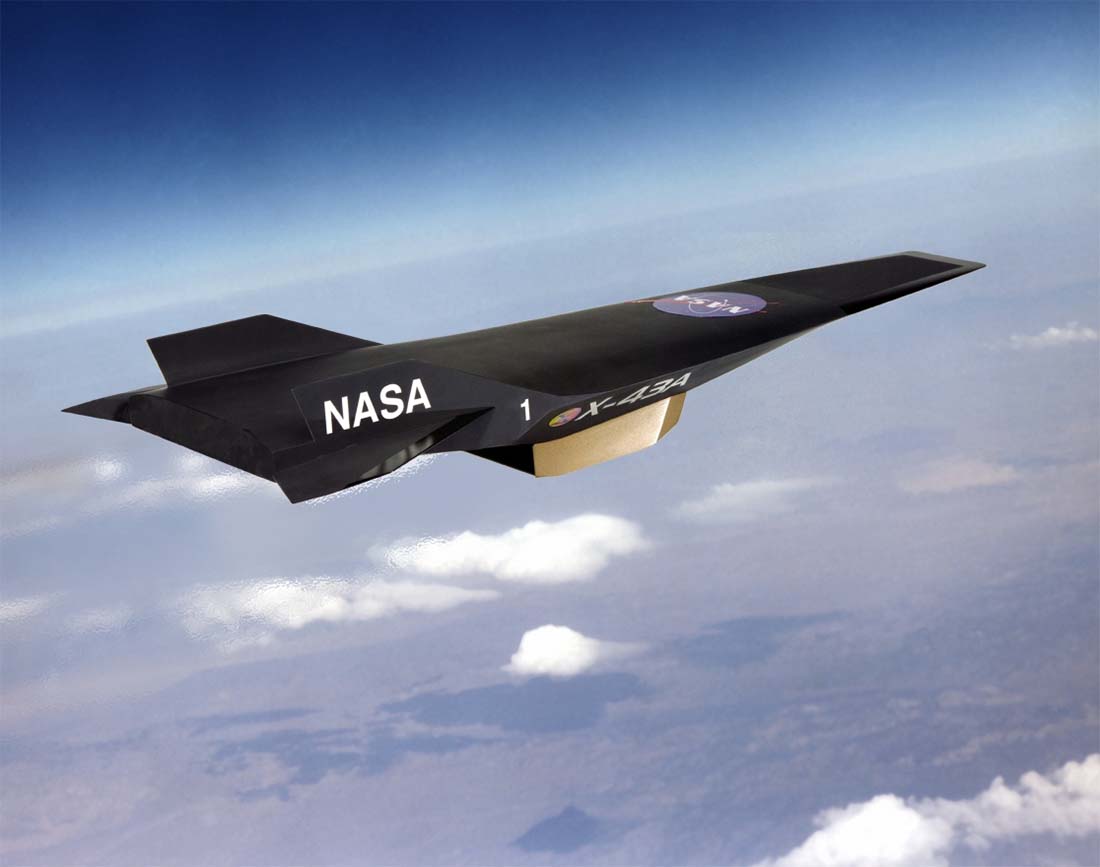 A Black jet with the word "NASA" on it flies above Earth
