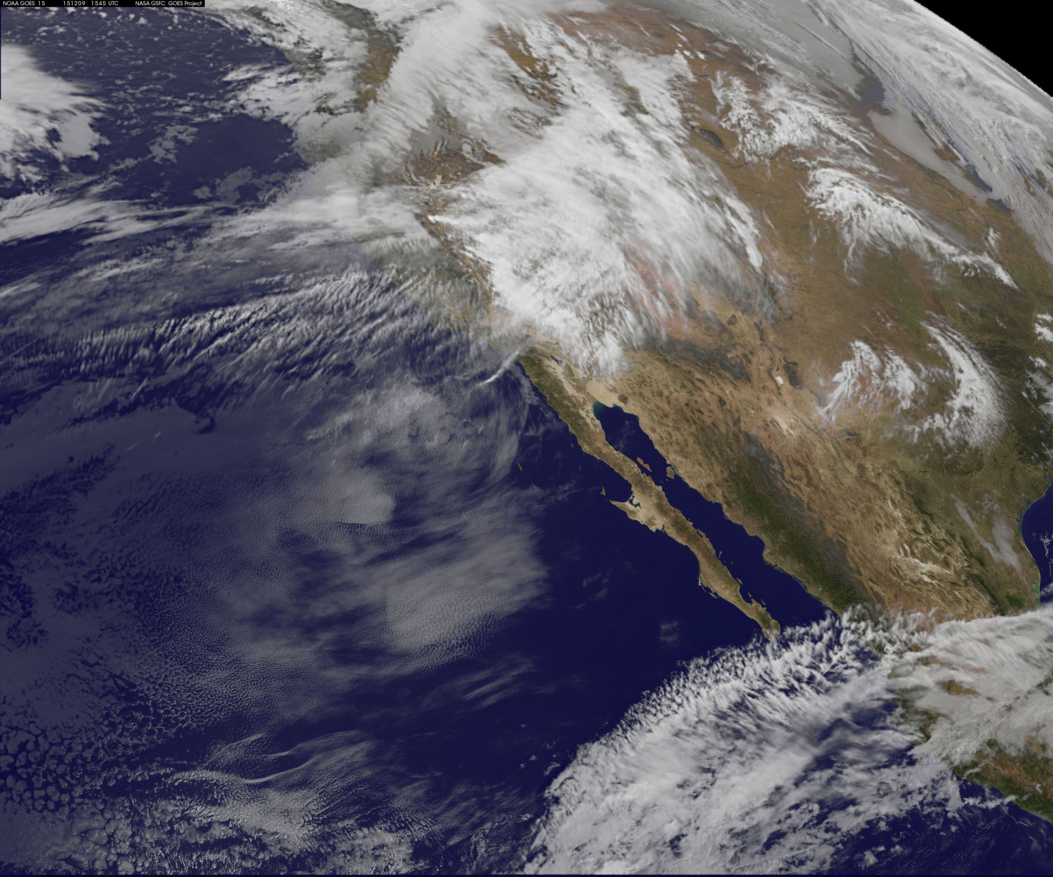 NOAA's GOES-15 on Dec. 9 at 10:45 a.m. EST shows the series of storms that have been affecting the Pacific NW.