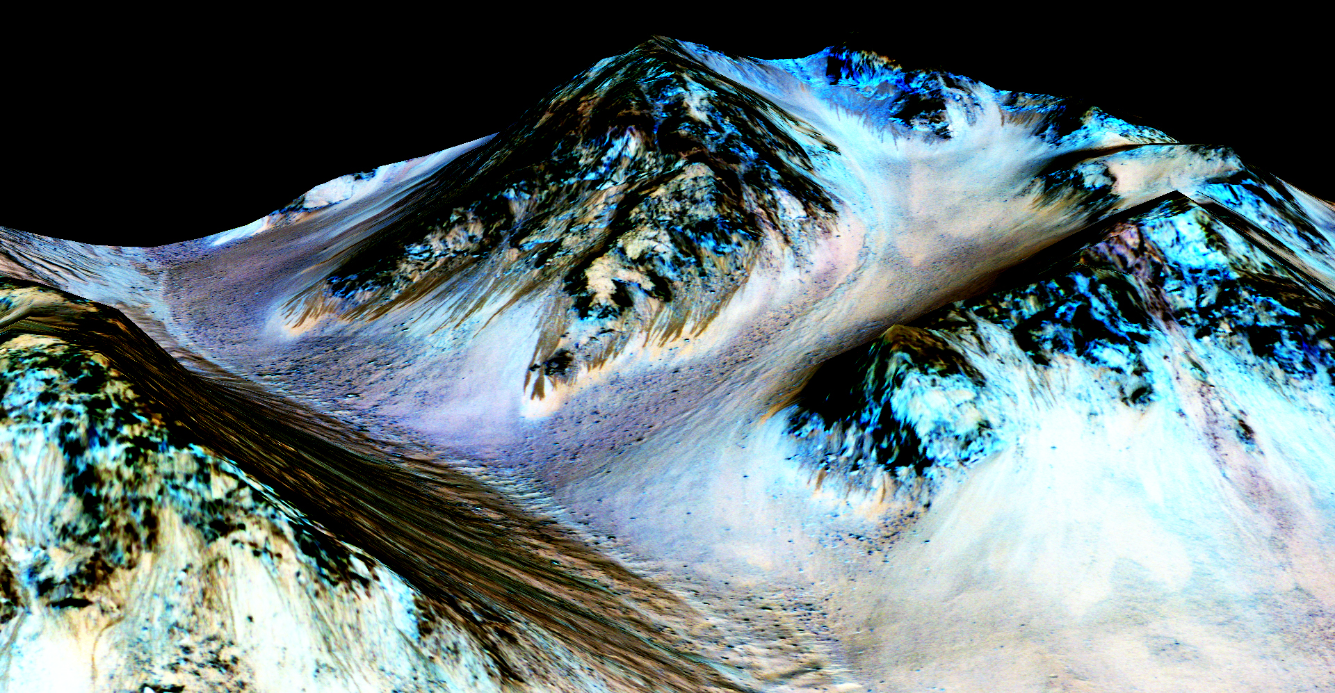 Dark, narrow streaks on Martian slopes