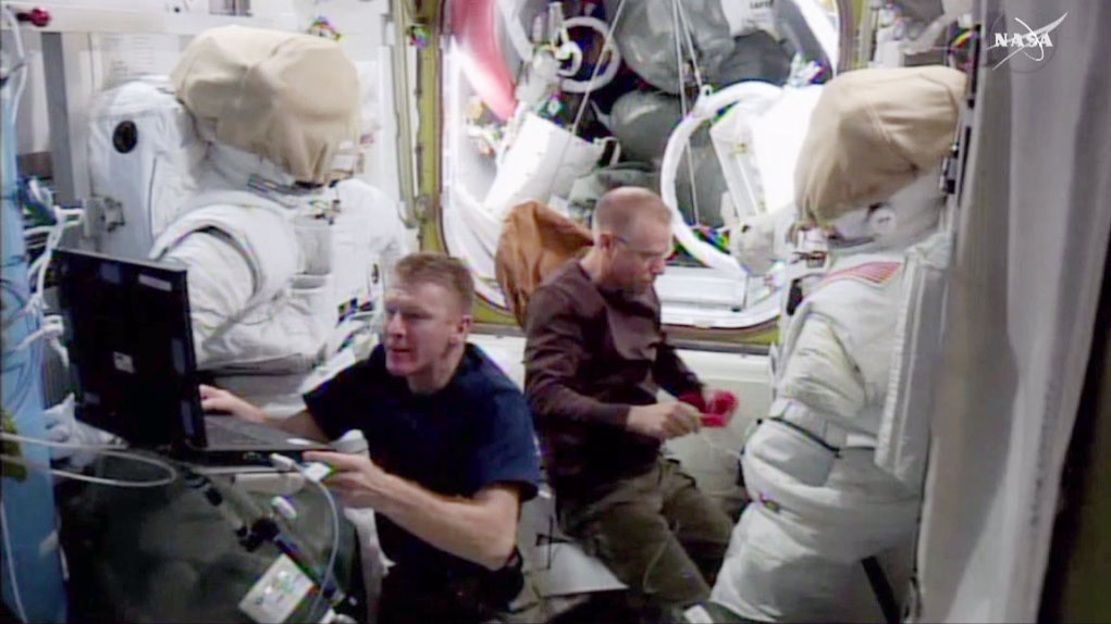Astronauts Tim Kopra and Tim Peake