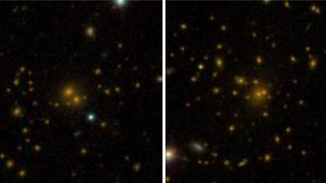 These four galaxy clusters were part of a large survey of over 300 clusters used to investigate dark energy.