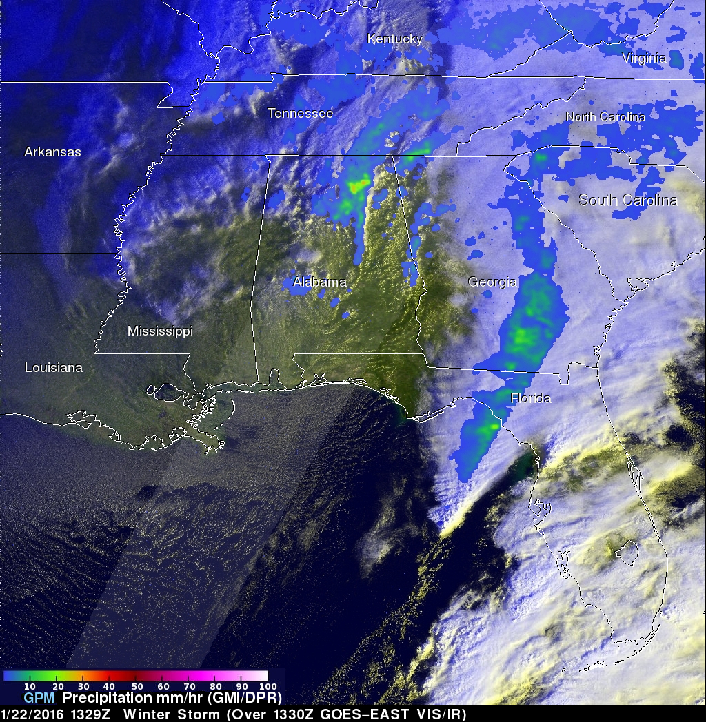 GPM image of Winter Blizzard 2016