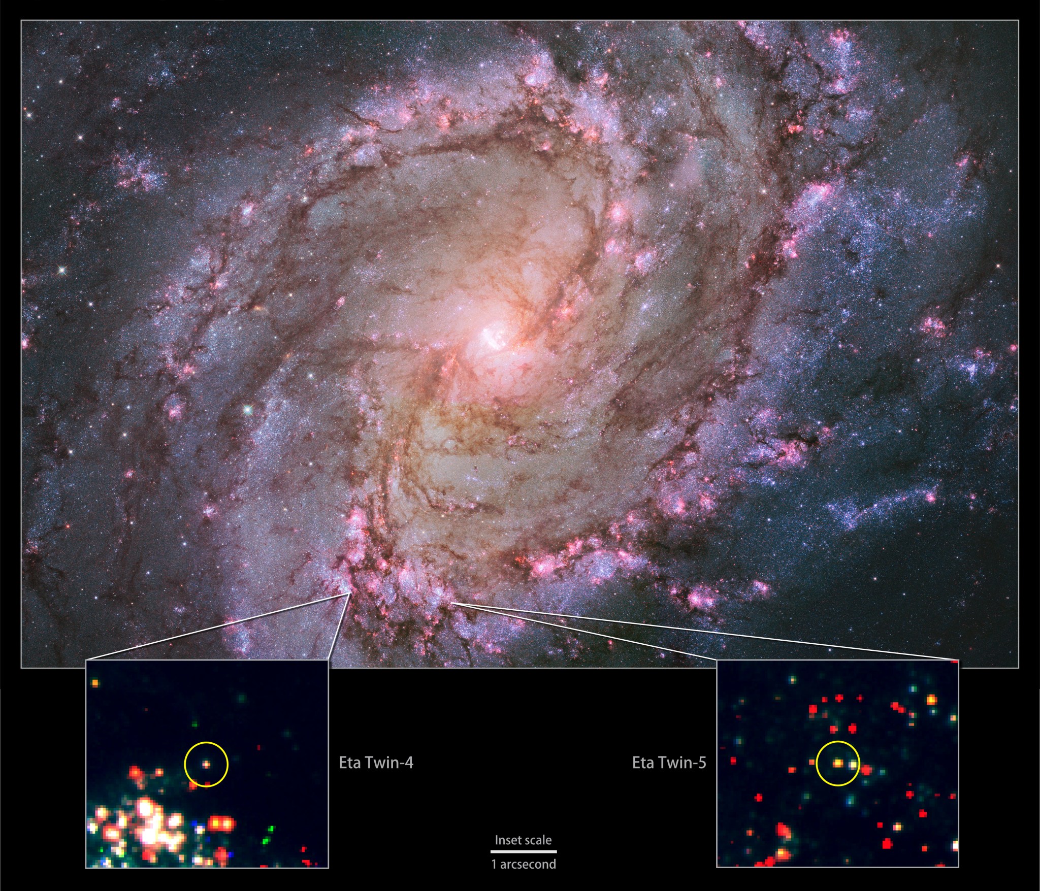 Composite of images from Hubble shows a galaxy ablaze with newly formed stars