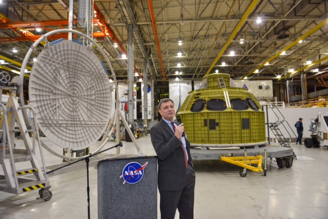 Mark Kirasich, Orion program manager talks about the completed spacecraft pressure vessel and the agency’s journey to Mars.
