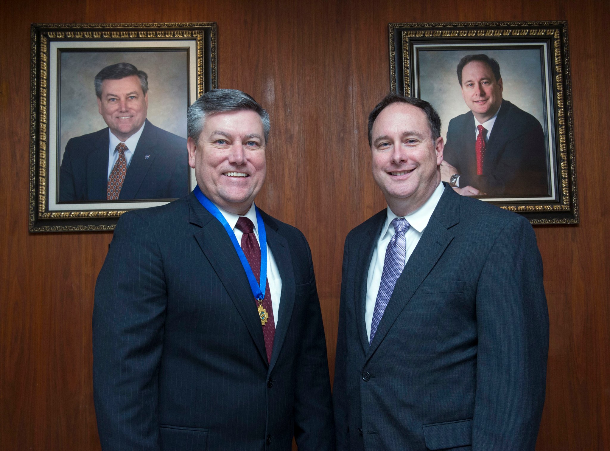 Marshall Center Director Patrick Scheuermann, left; NASA Associate Administrator Robert Lightfoot, right.