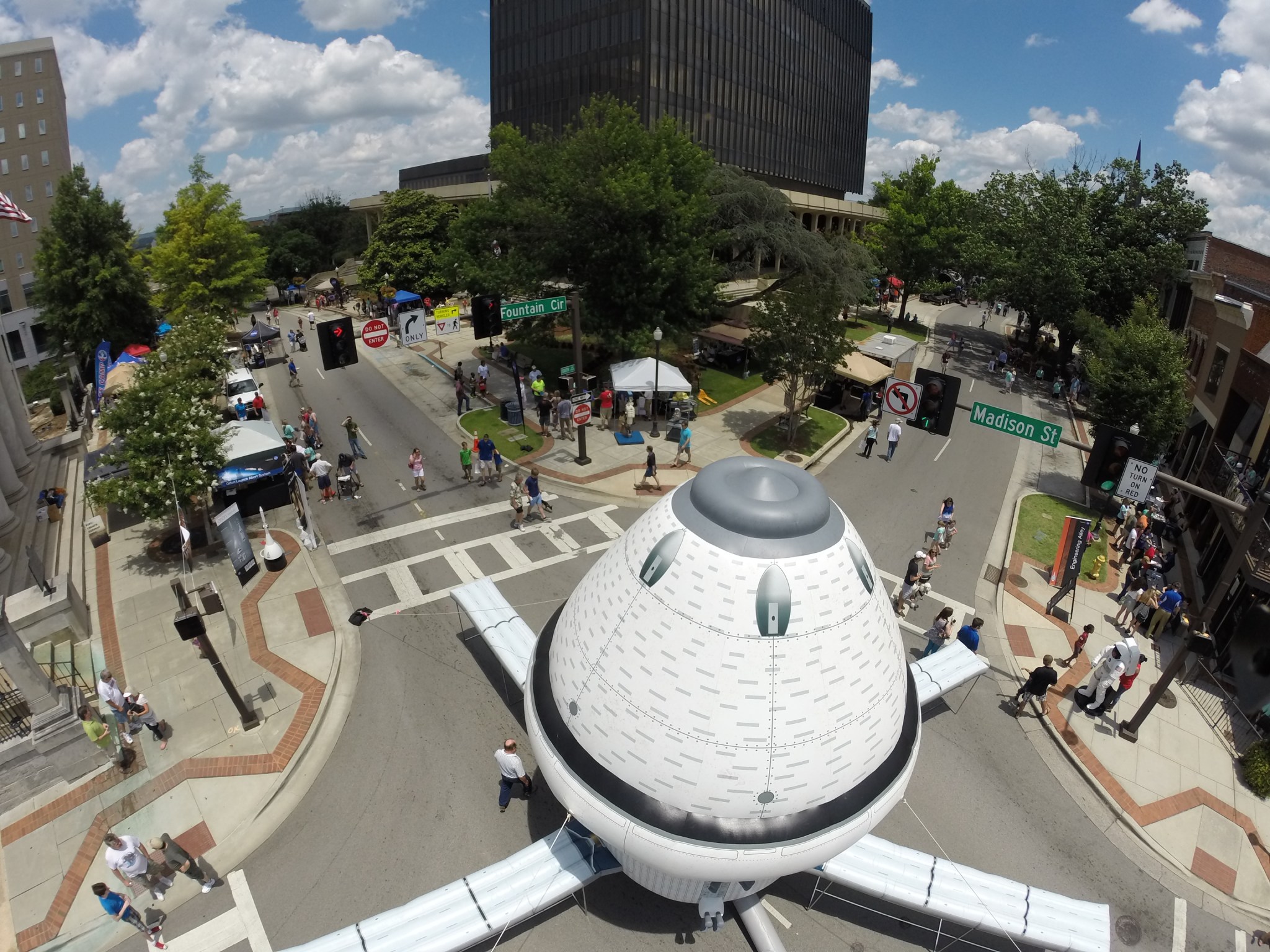 The full-size inflatable Orion exhibits.