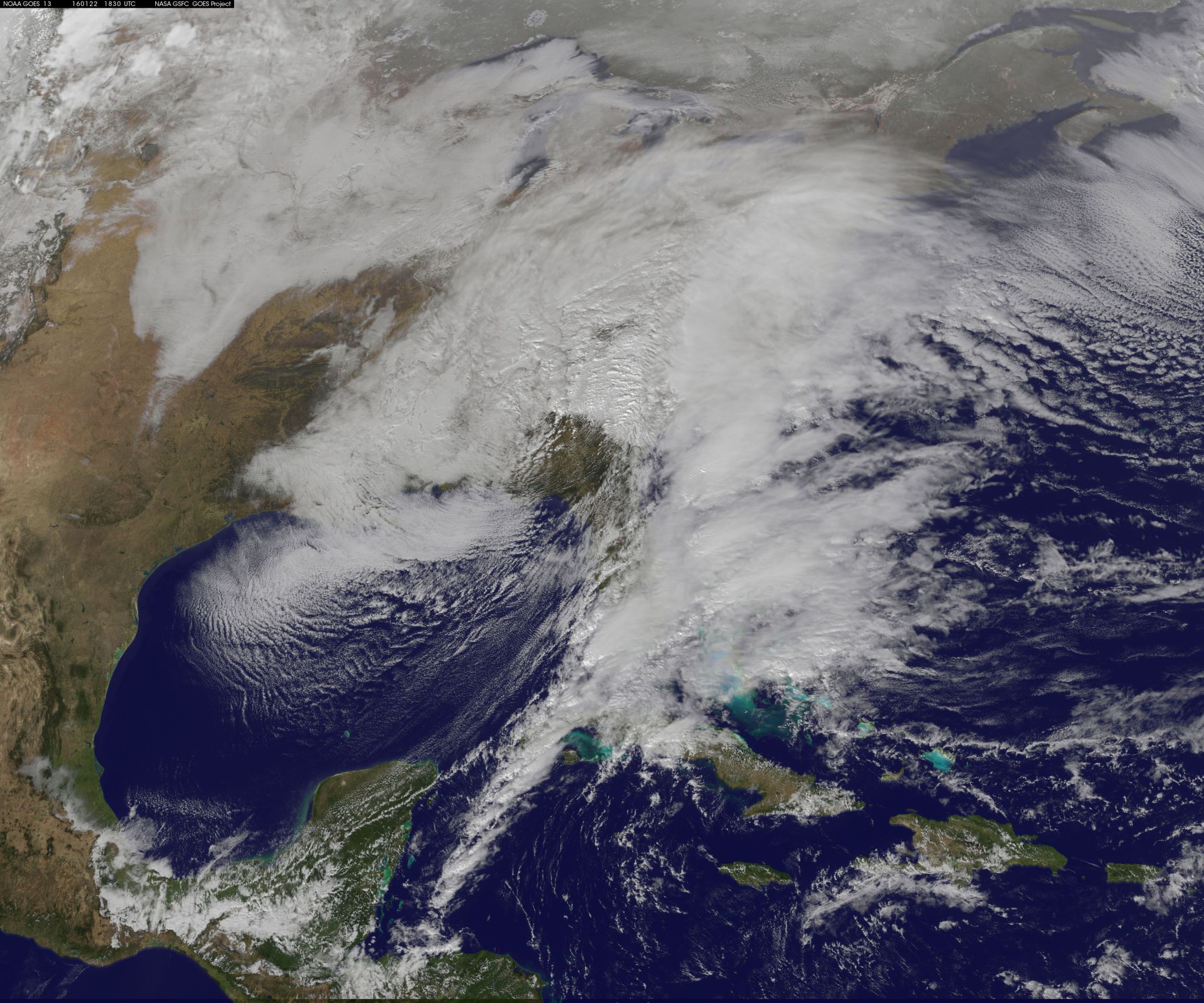 GOES-East image of Winter Blizzard 2016