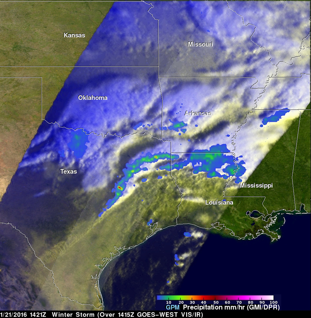 GPM watches the winter storm moving over Texas