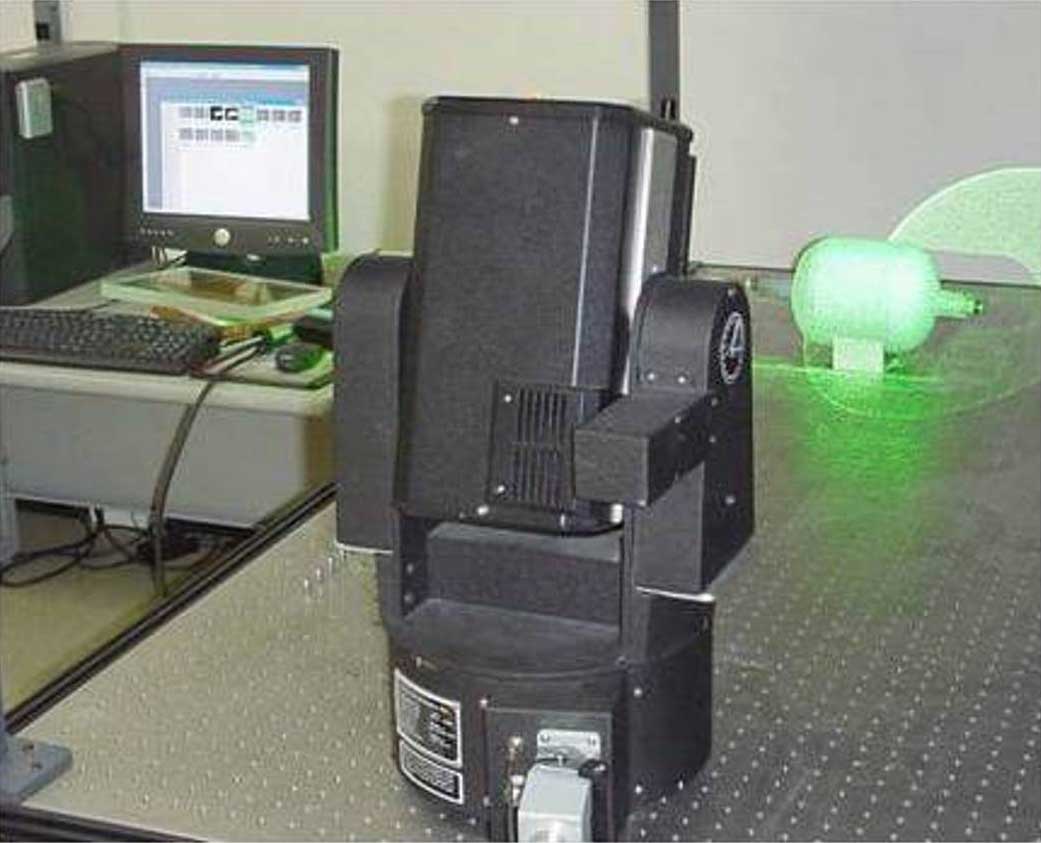 A shearography camera is used to  measuring the surface displacement of a pressure vessel.