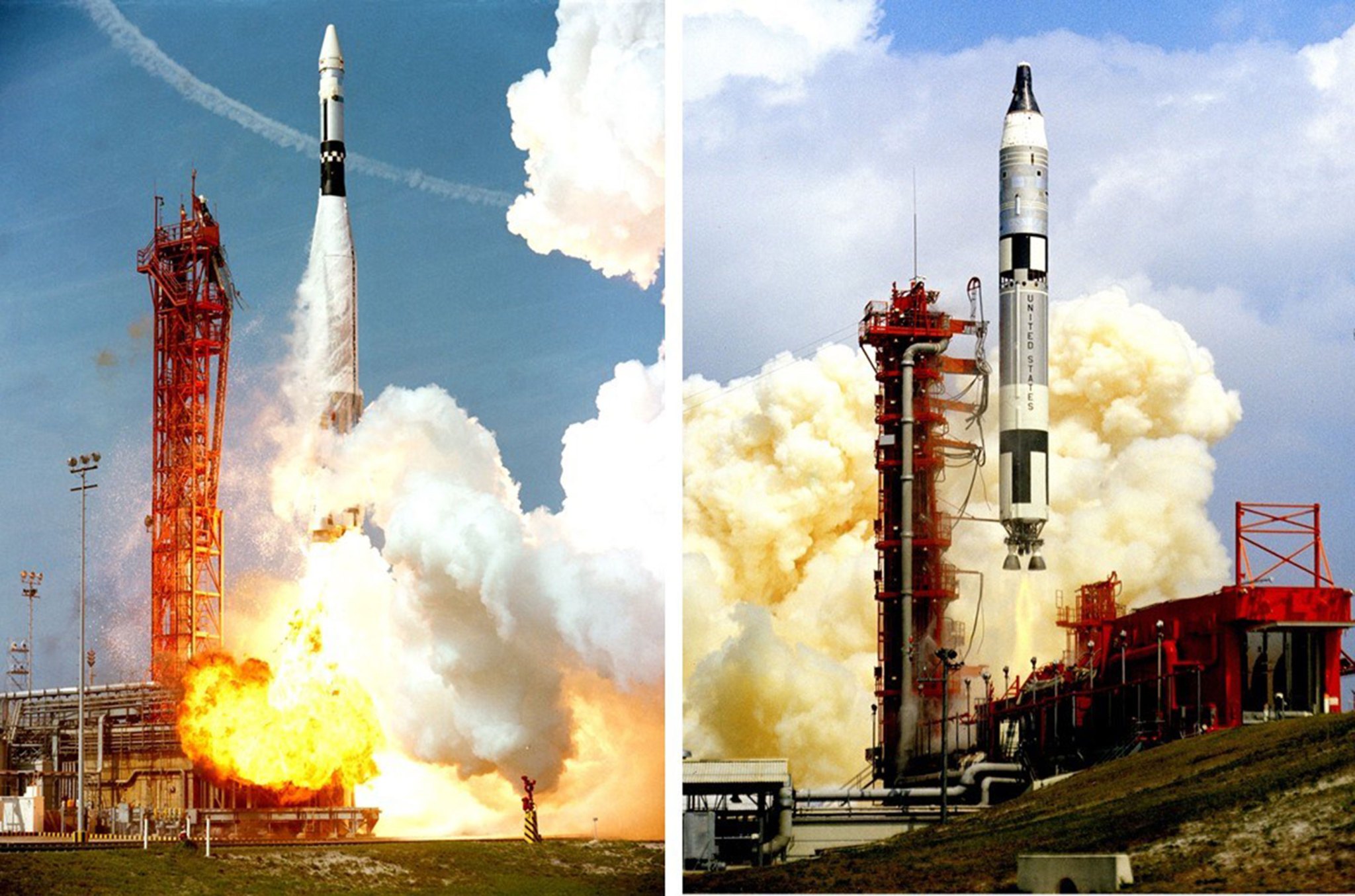Atlas Agena target vehicle and Gemini VIII lift off