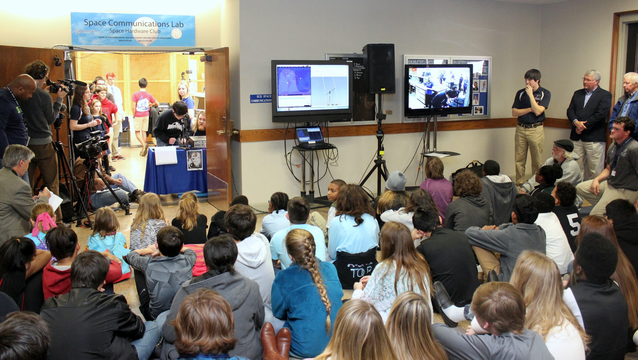 Local students speak by amateur radio with NASA astronaut Tim Kopra aboard the International Space Station on Feb. 19.