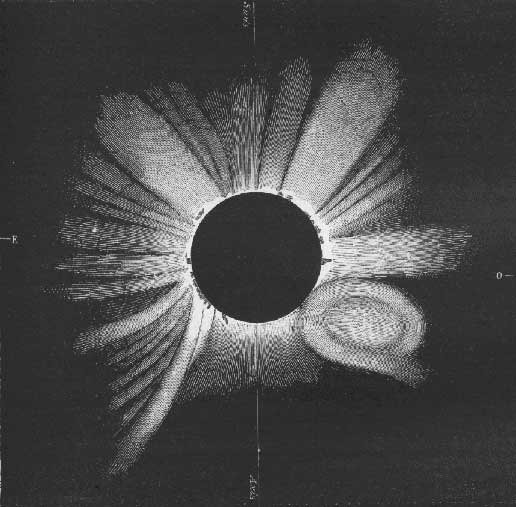 sketch of 1860 solar eclipse at totality