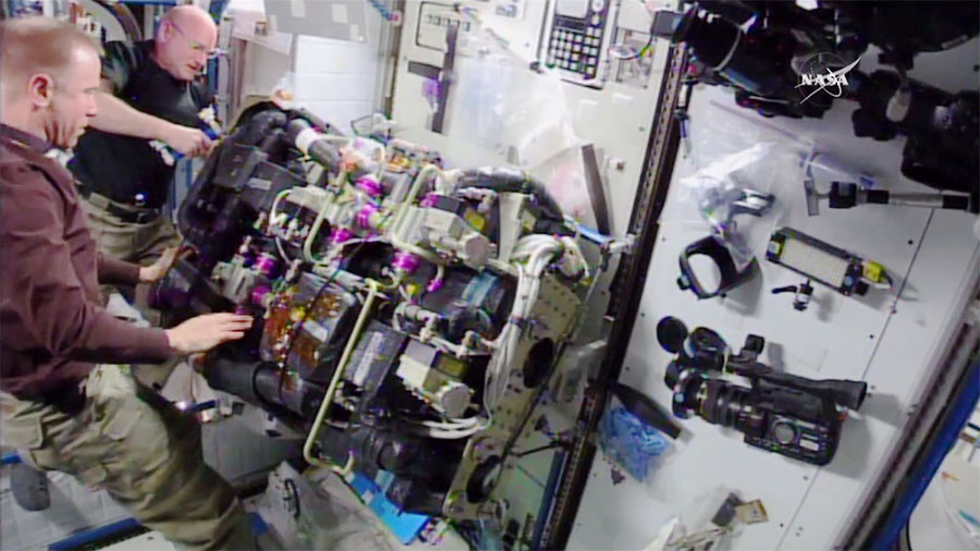 Astronauts Tim Kopra and Scott Kelly