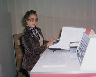 Image of Katherine Johnson at NASA Langley Research Center in 1980.