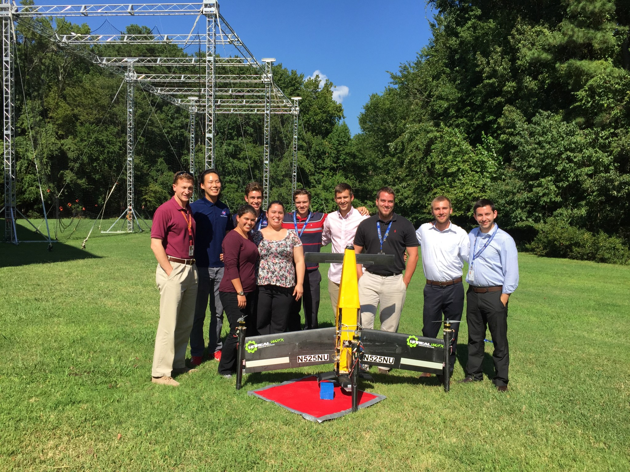 MARTI team outside for the outdoor flight test day for the full-scale drone.