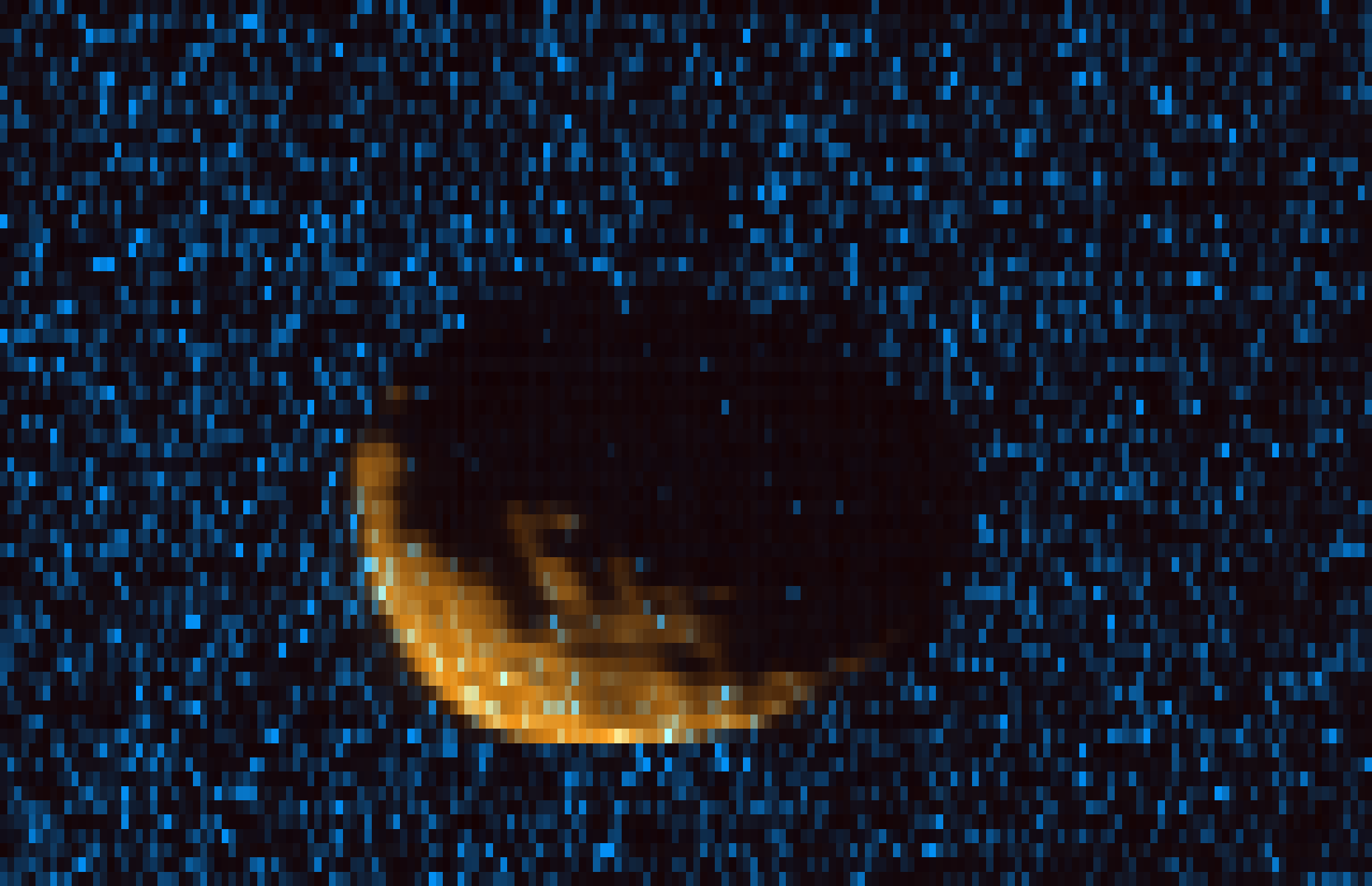 phobos on pixellated blue/black background