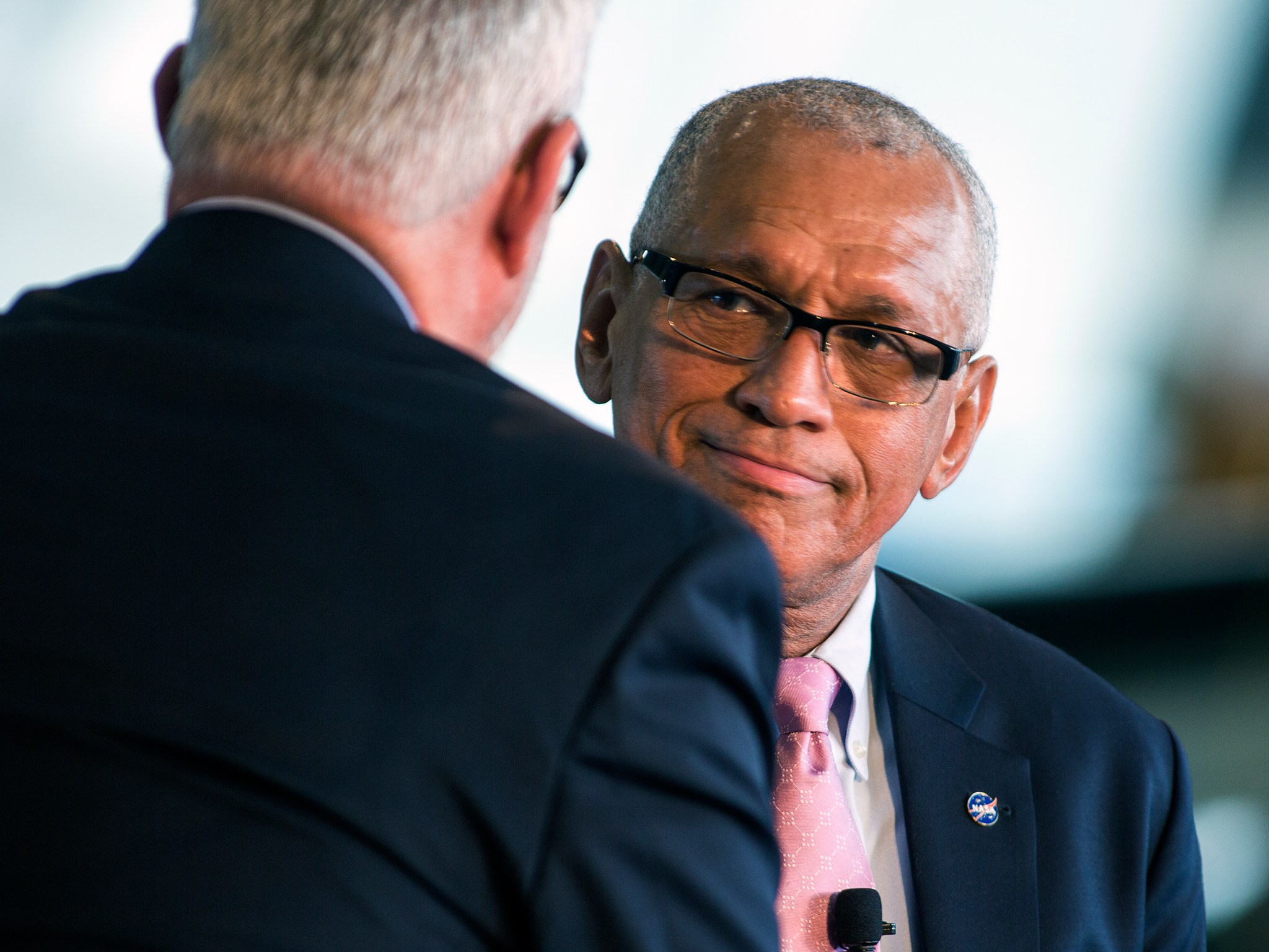 Dave Bowles shares a moment with NASA Administrator Charles Bolden at NASA Langley.