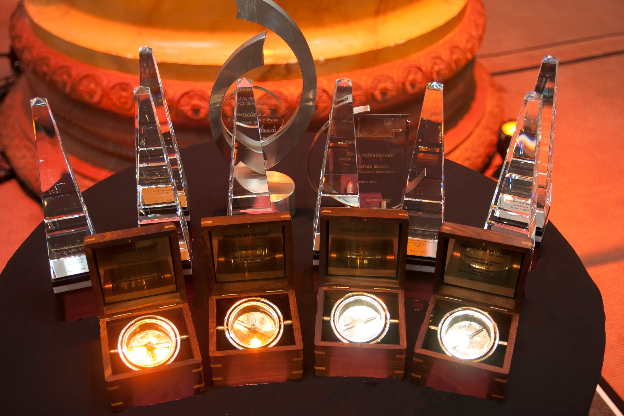 The Laureate Awards on a table.