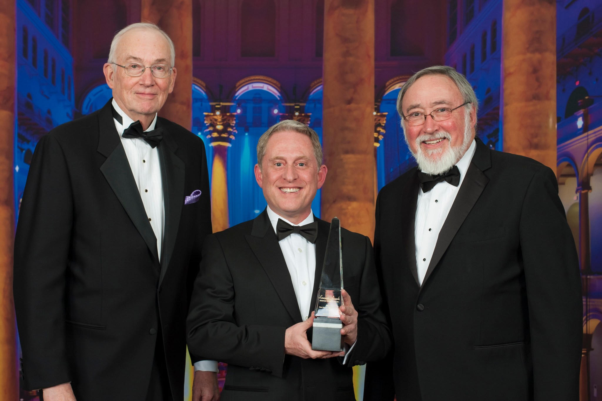 (l to r) Glen Fountain, Alan Stern, Frank Mooring with the Laureate award.