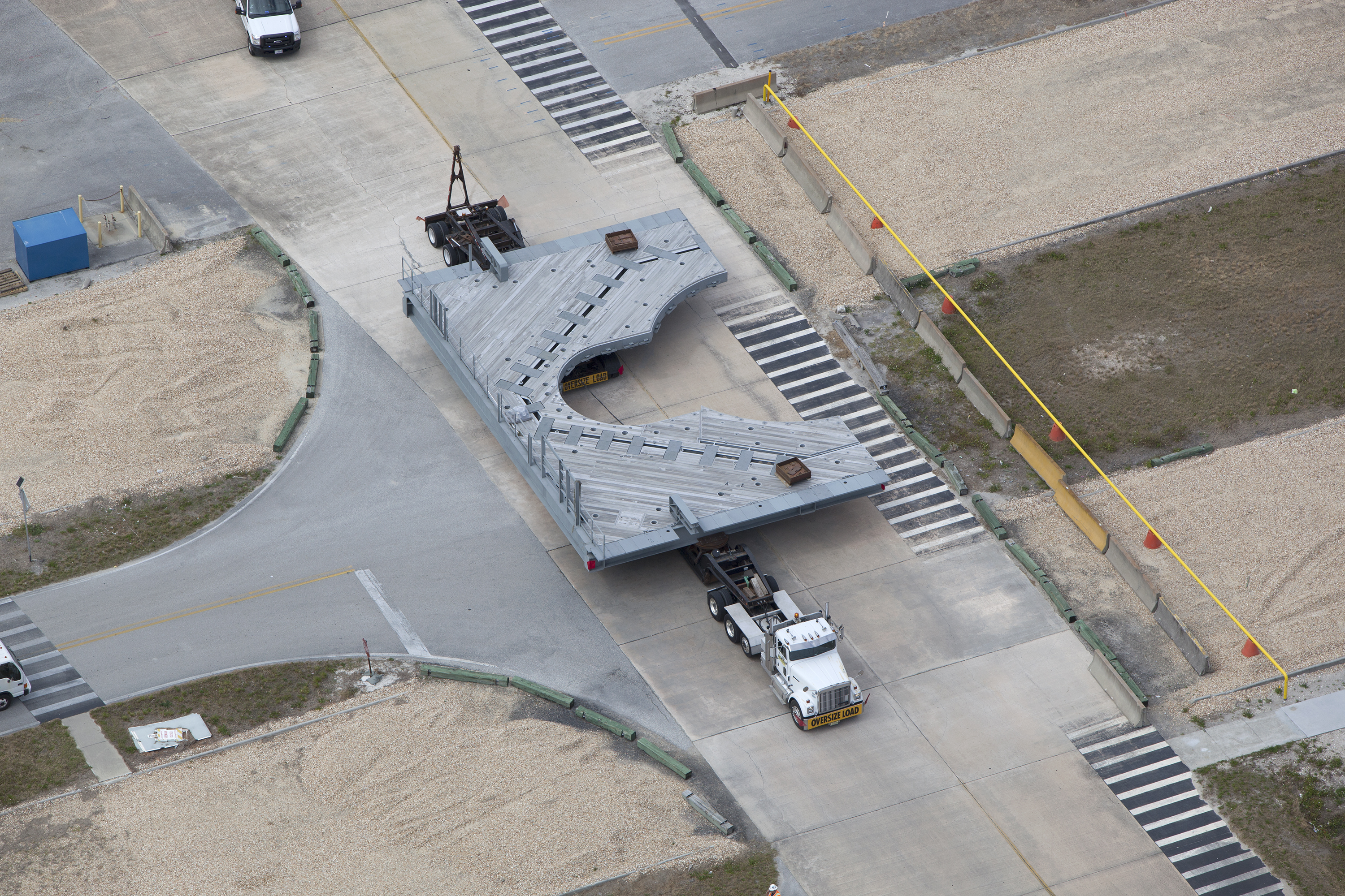 The first F-level work platform arrives at the Vehicle Assembly Building at NASA's Kennedy Space Center.