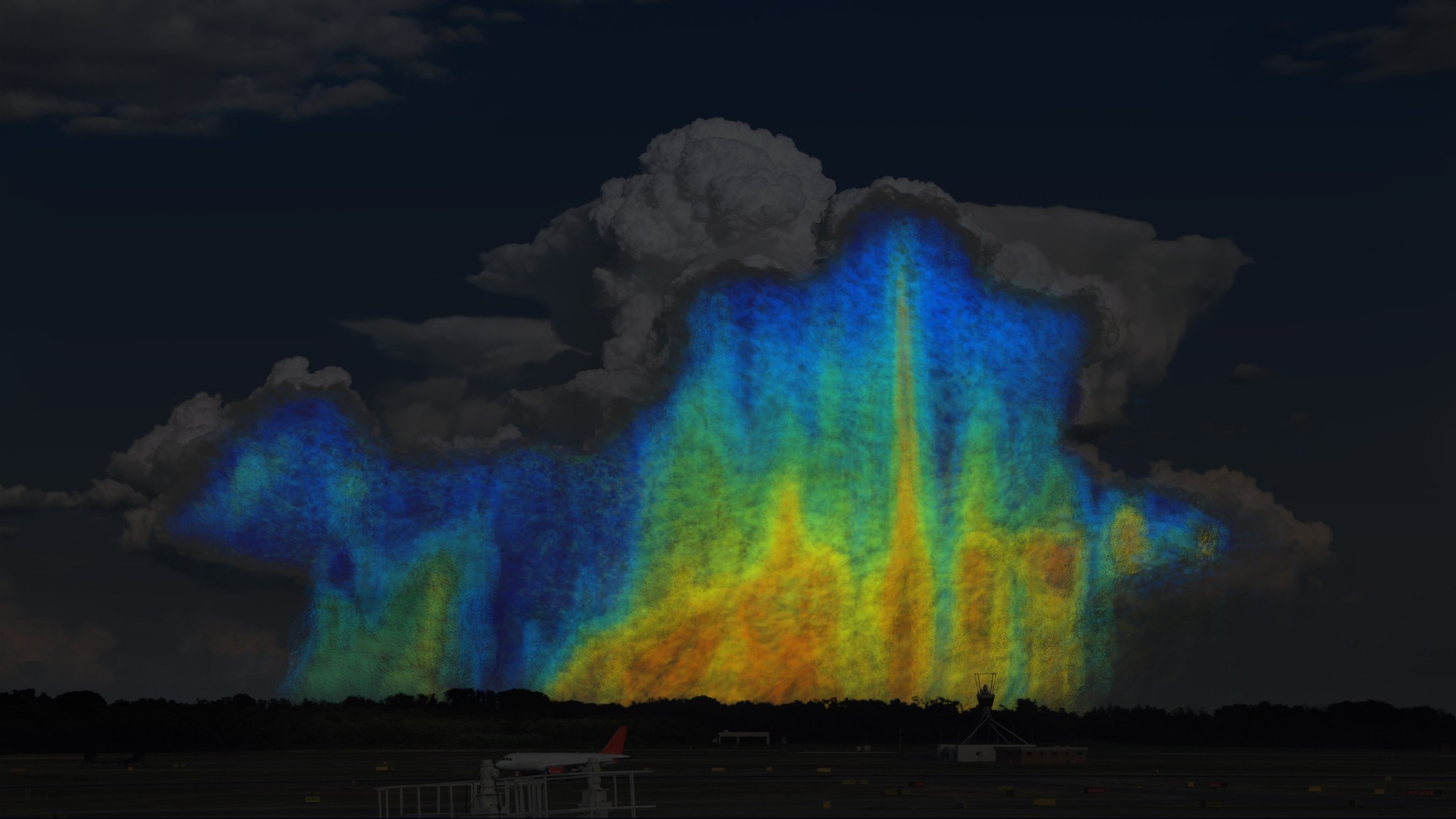 illustration of droplet sizes in a cloud cutaway