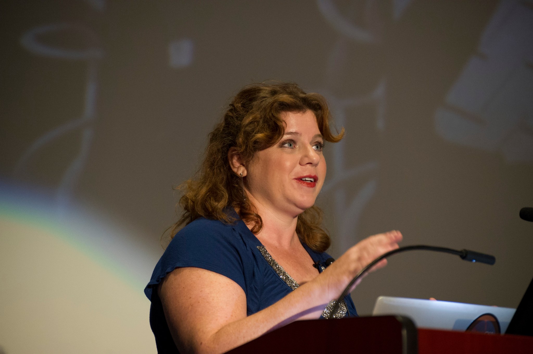 Barbara Cohen, a Marshall scientist, discusses NASA’s exploration of Mars at a U.S. Space & Rocket Center 2012 lecture.