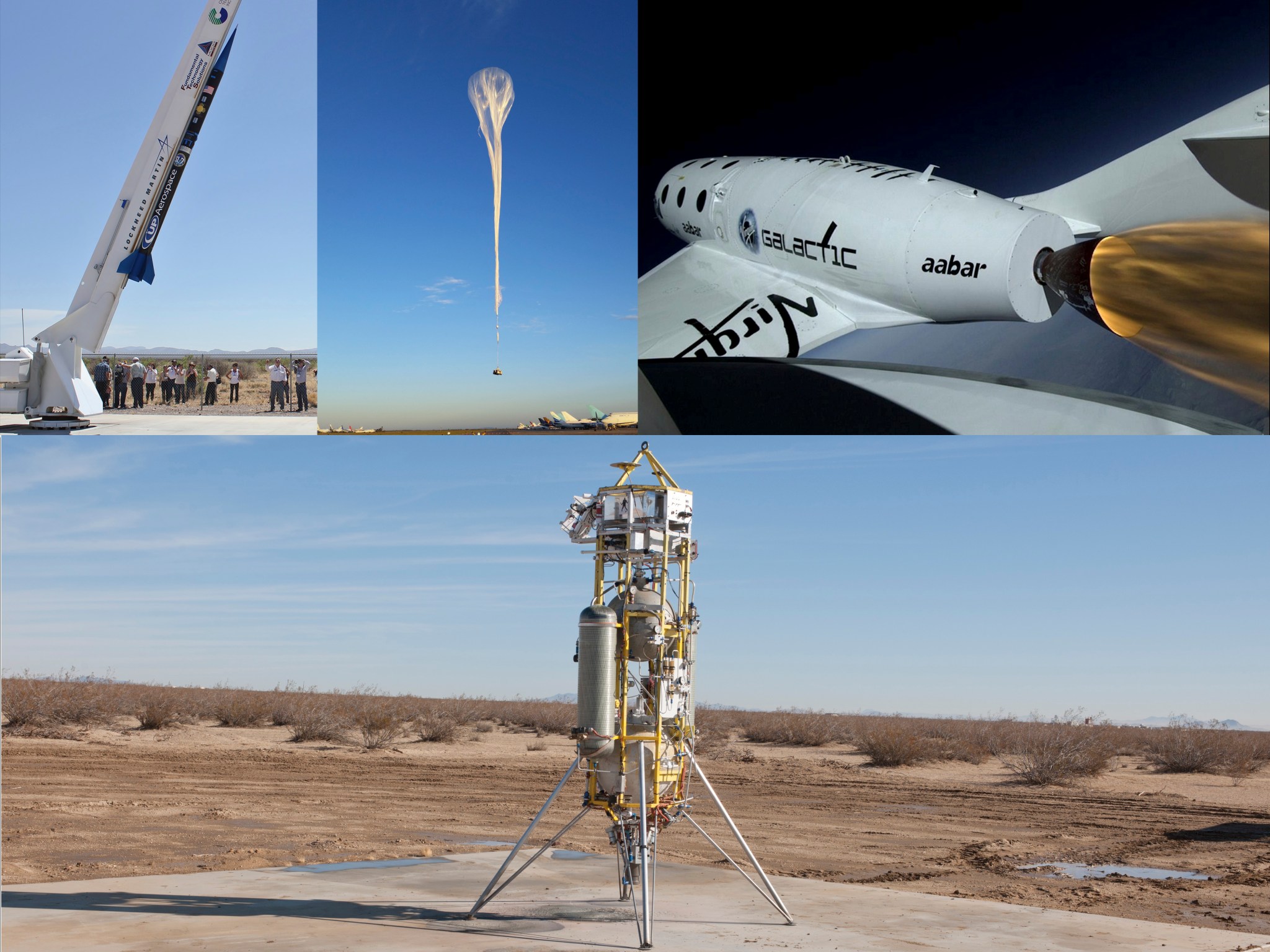 Collage of current NASA commercial suborbital spaces launch providers.