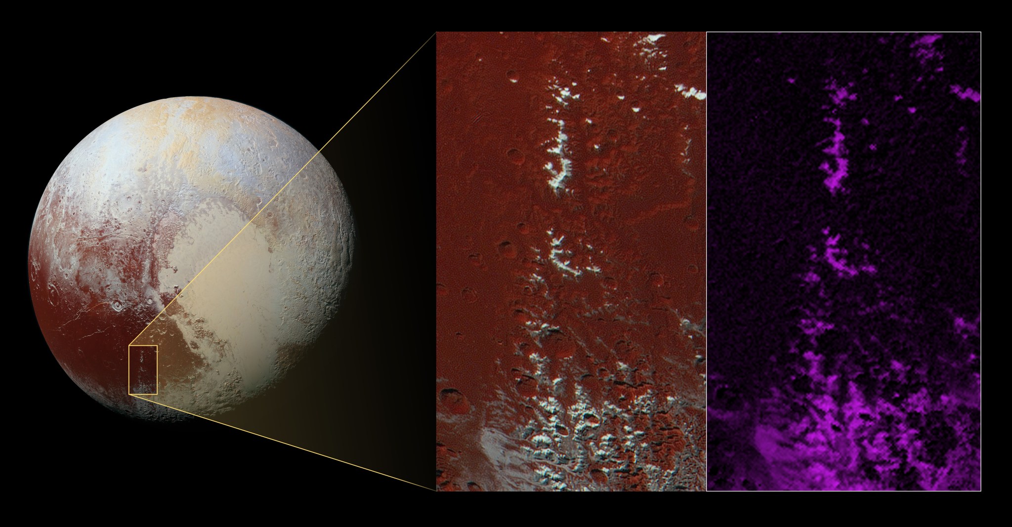 Pluto’s Snowcapped Methane Peaks
