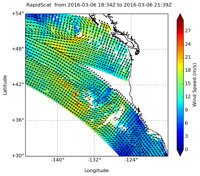swath of green and blue data over white map of Pacific Northwest