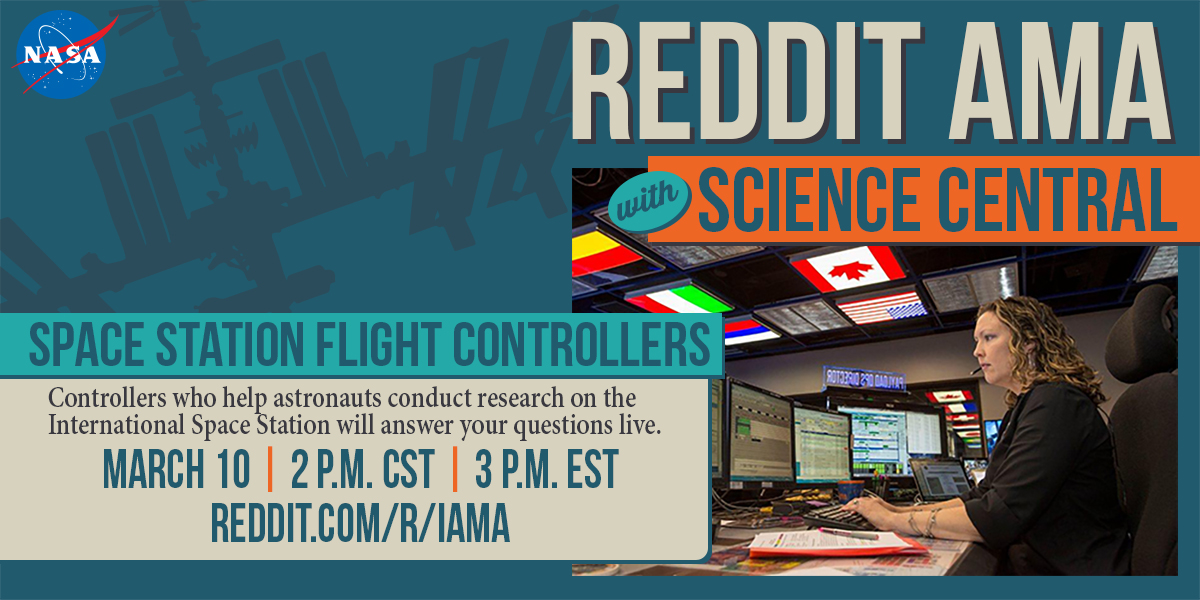 Flight controllers in NASA's Payload Operations Integration Center at Marshall will host a Reddit AMA March 10 at 2 p.m.