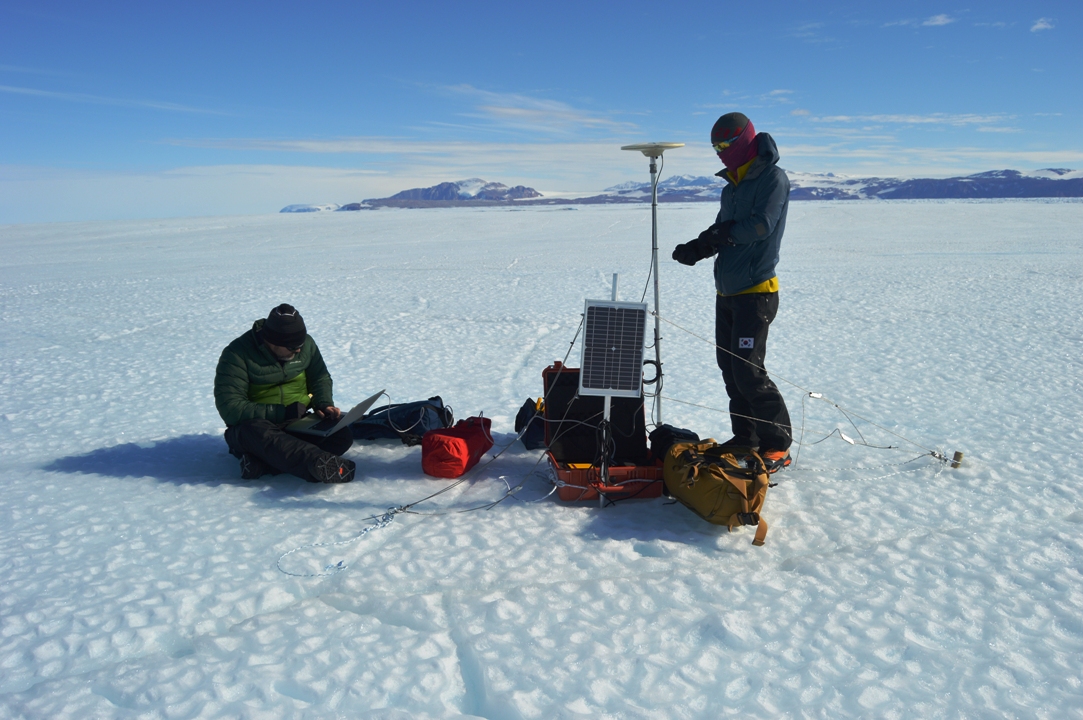 people and equipment on the ice